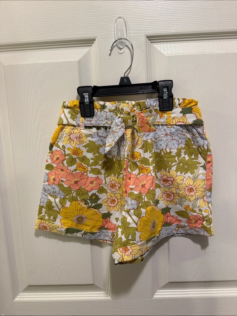 Janie and Jack Floral Tie-Waist High Waist Shorts - Yellow, Pink, Green